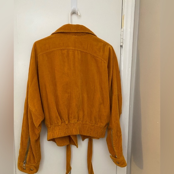 Free People Slouchy Corduroy Moto Jacket 🌼 Mustard Yellow - Picture 5 of 7